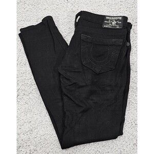 True Religion Womens Ankle Pants Low Rise Stella Stretchy Knit Jeans Black 25x28